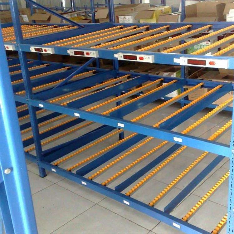 Гравитационные картонные полки с колесами селективная складская роликовая