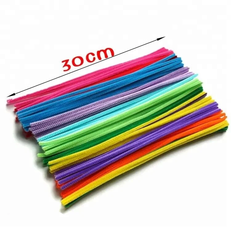 6mm x 12 inch DIY Art Craft Decorations Wire Chenille Stems Tinsel Assorted Colors Pipe Cleaner