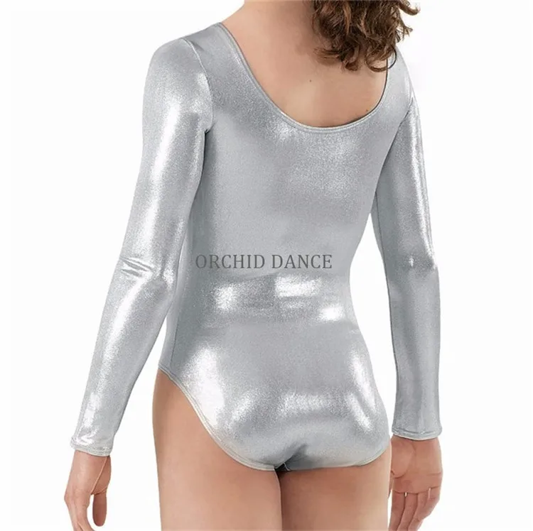 Низкий минимальный заказ, дешевые блестящие гимнастические костюмы с длинным рукавом для девочек, оптовая продажа, трико