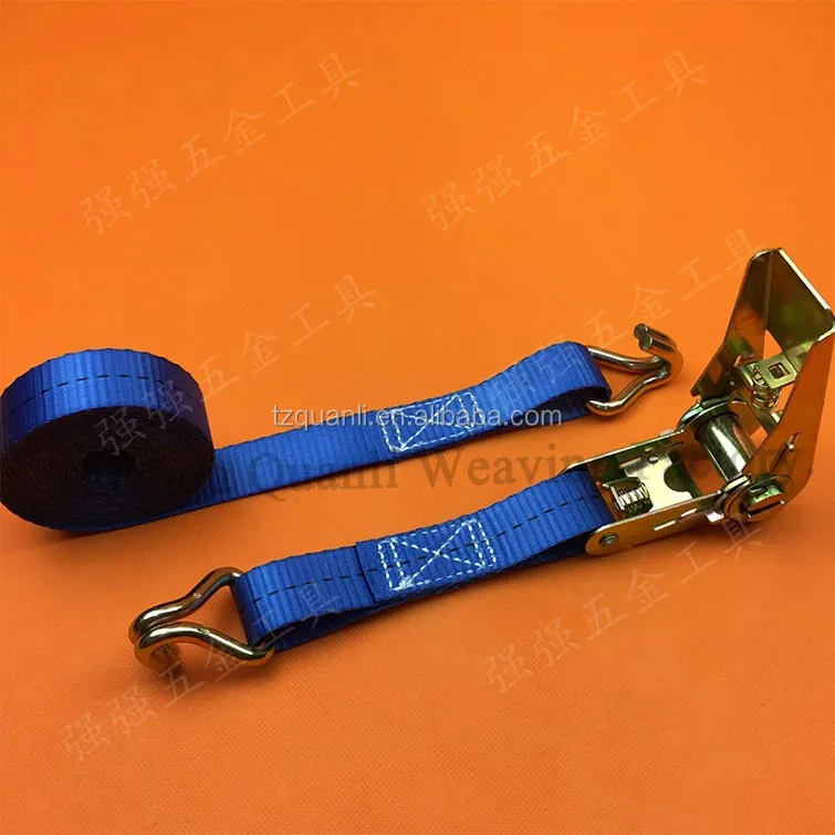 25mm 800KG 1m Retractable all steel colored zinc ratchet tie down strap with double J hooks