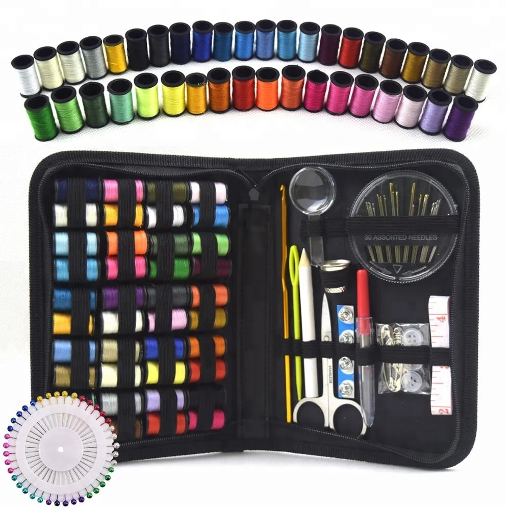 128pcs Accessories Black Sewing Kit With 40pcs Thread Coils