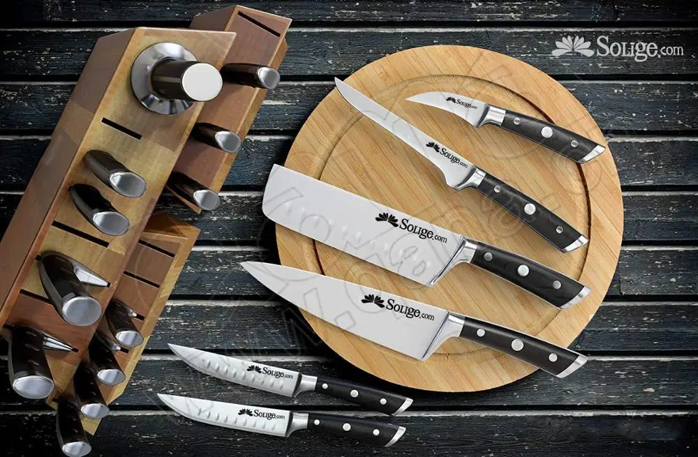 Imported High-carbon German Steel cutlery sets stainless Kitchen knives Tools damascus knife with holder