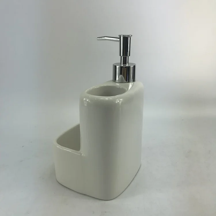 Royal Europe White Ceramic Kitchen Canister Soap Dispenser Set