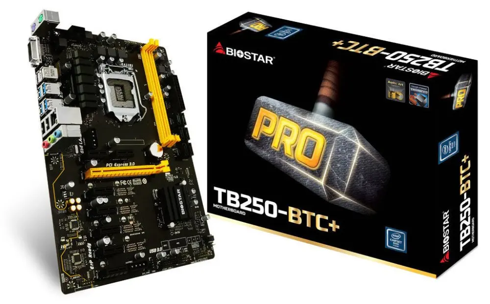  8 GPU BIOSTAR TB250-BTC + материнская плата LGA 1151 ATX DDR4 SATA3 для BTC ETH ZEC горнодобывающей