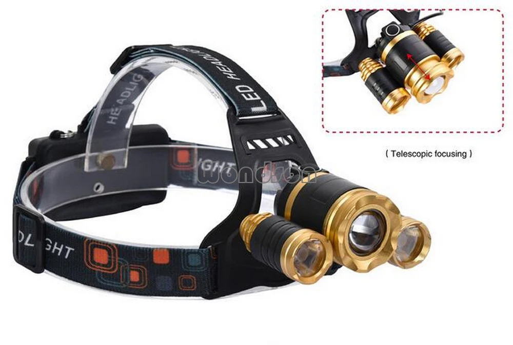 5000 Lumens 3 x White LED Rechargeable Head Torch Headlamp Lamp