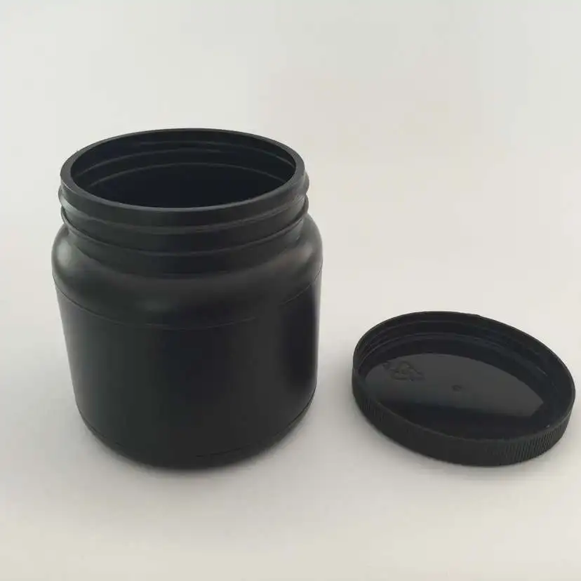 1000ML black opaque plastic powder jar with free sample