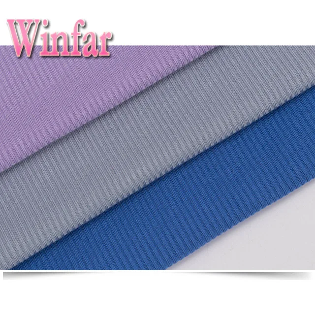 Winfar China Rib factory 95%polyester 5%spandex 2*2 design rib boat for clothing