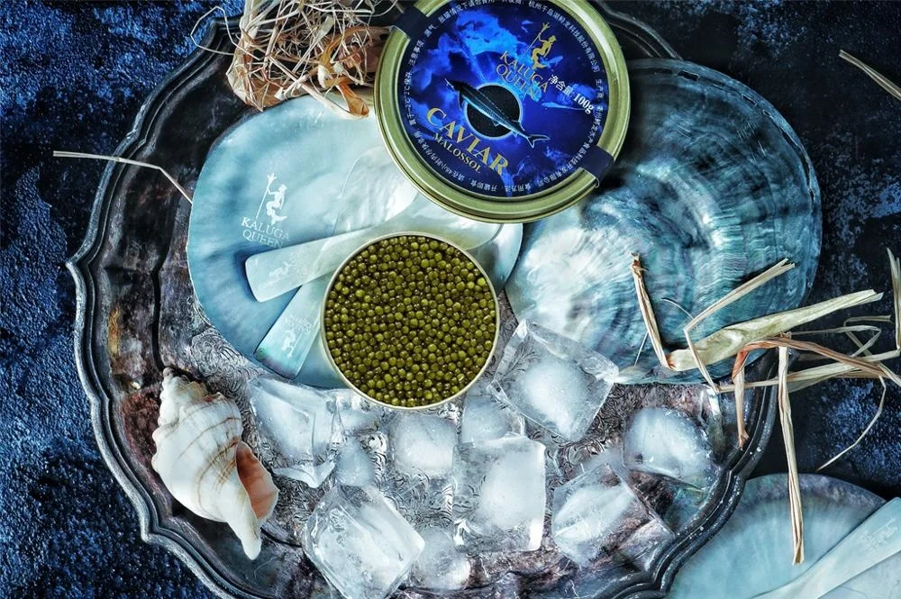 
High quality white sturgeon black caviar canned fish roe food 