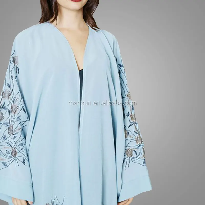 Open Front Abaya Dubai Kimono 2017 Fashion Women Islamic Overcoat Muslim Embroidery Long Cardigan Abaya