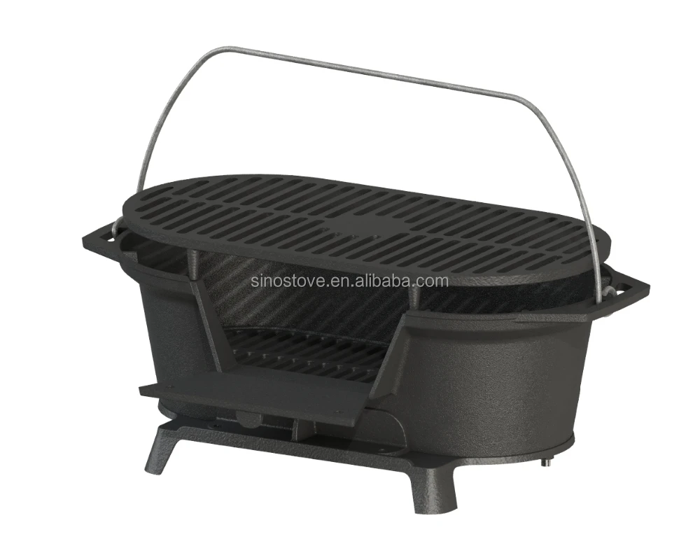 outdoor portable cast iron cookware BBQ charcoal grill/ camping BBQ grill