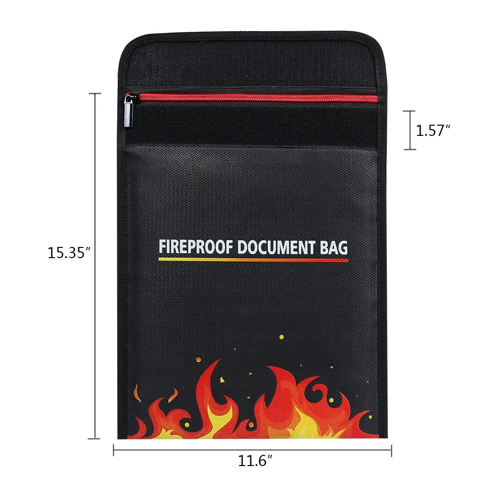 Fireproof Document Bag Non-itchy Coated Fire Resistant Money Bag for Cash Valuables