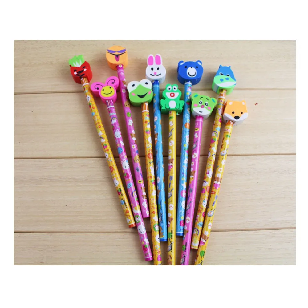 Korea stationery wooden pencil cute pencil with eraser