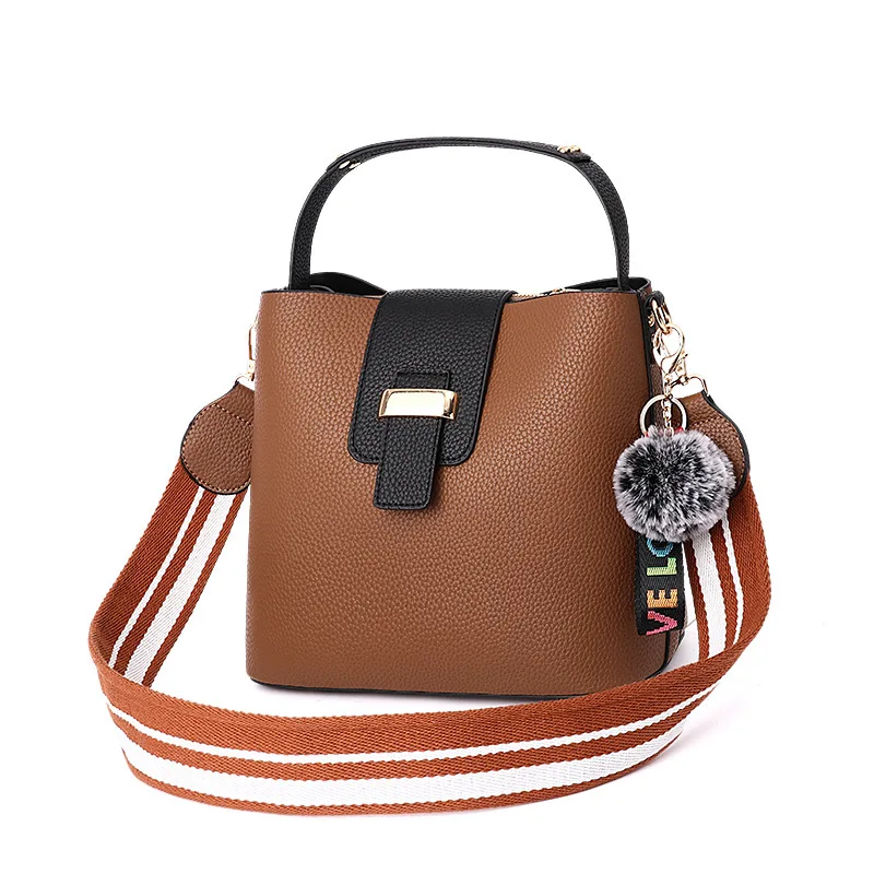 Fashion women leather tote bag shoulder messenger bucket bag