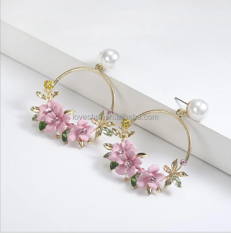  Лидер продаж модные серьги в форме цветка из полимерной глины ювелирные изделия с жемчугом