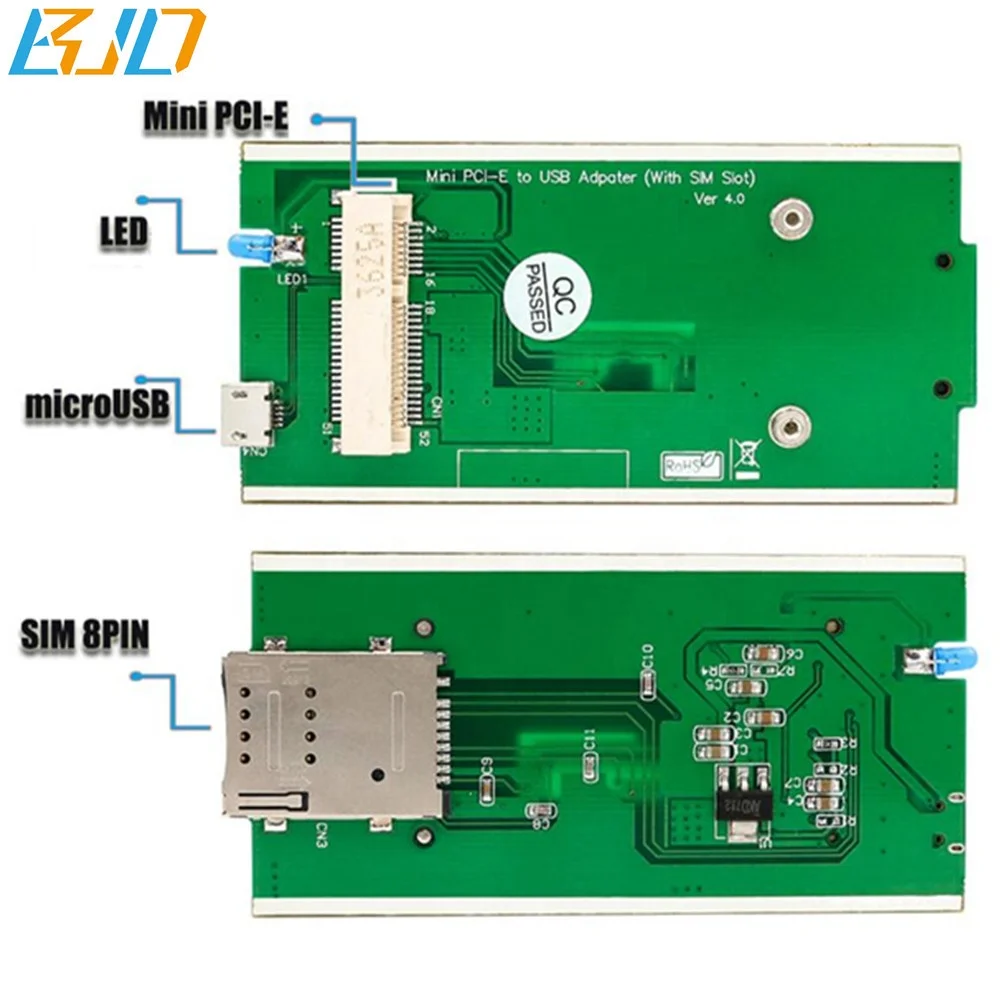Mini PCI-E PCIe 52Pin to USB 2.0 Adapter Card SIM Slot + Protection Case for GSM GPS GPRS WLAN WWLAN 3G 4G LTE Modem in stock