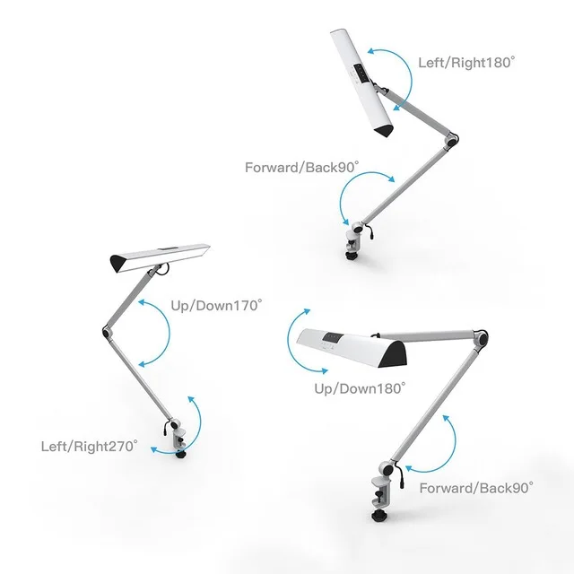 UYLED высококлассный сенсорный переключатель двухцветный CRI 95 регулируемый Рабочий светильник Светодиодная настольная лампа с USB регулируемой яркостью Алюминиевые Настольные лампы 12