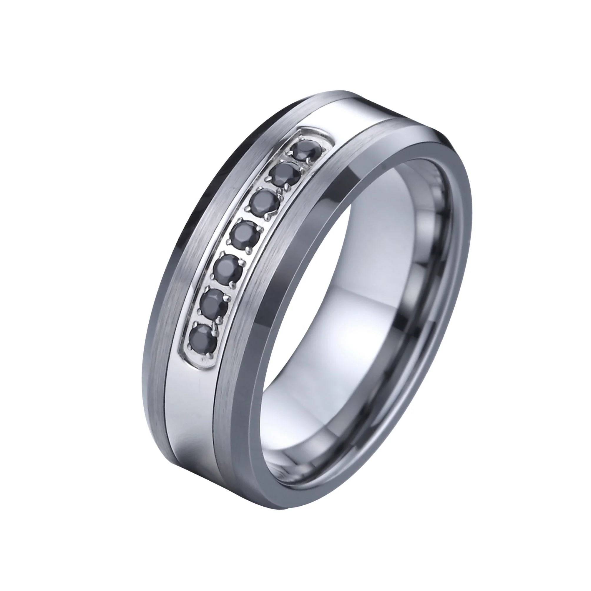 black cz diamond wedding rings for men and women gents male tungsten carbide rings stone wolfram herrenring herr ringar