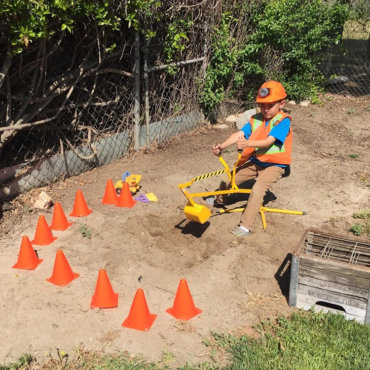 Детская уличная металлическая игрушка-экскаватор-погрузчик