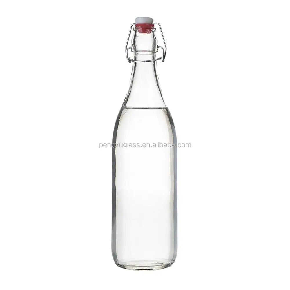 
500ml 750ml 1L Clear Swing Top Stopper Glass Beer Bottle for Juice Kombucha Wholesale Free Sample 