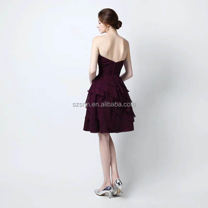 Sweetheart Charming Modern Cocktail Party Wear Dress Sleeveless 2018 Mini Chiffon Zipper Tiered Backless Evening Dress