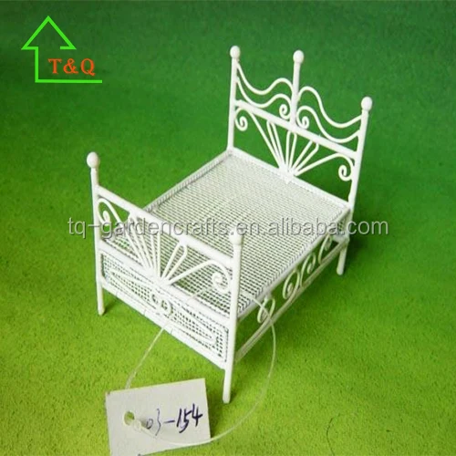 
Miniature Dolls House 1:12 Bedroom Furniture White Wire Wrought Iron Rocking Bed 