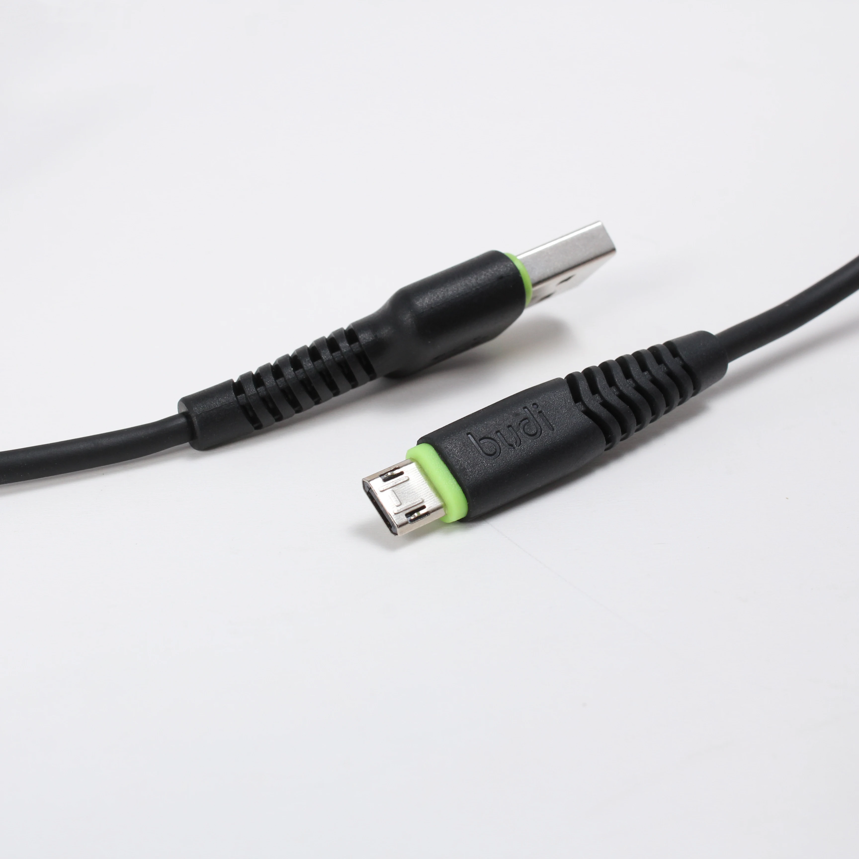 Budi factory wholesale Micro-USB to USB Charge/Sync TPE Cable can pass 2.4A current fast speed charger cable double side used