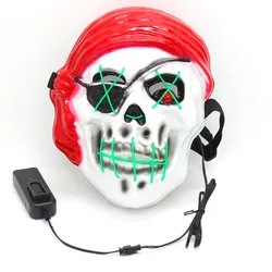 Hot Sale Halloween Party Scary Neon LED Mask Light up Full Face Black Purge Masks
