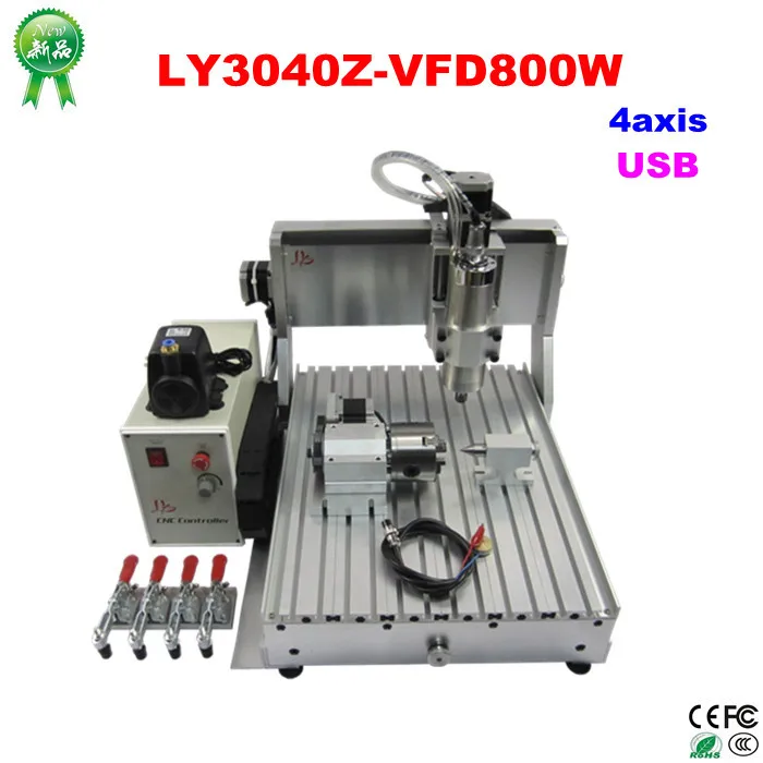 Router CNC Engraver/Engraving Drilling and Milling Machine LY CNC 3040Z-VFD800W USB 4 Axis