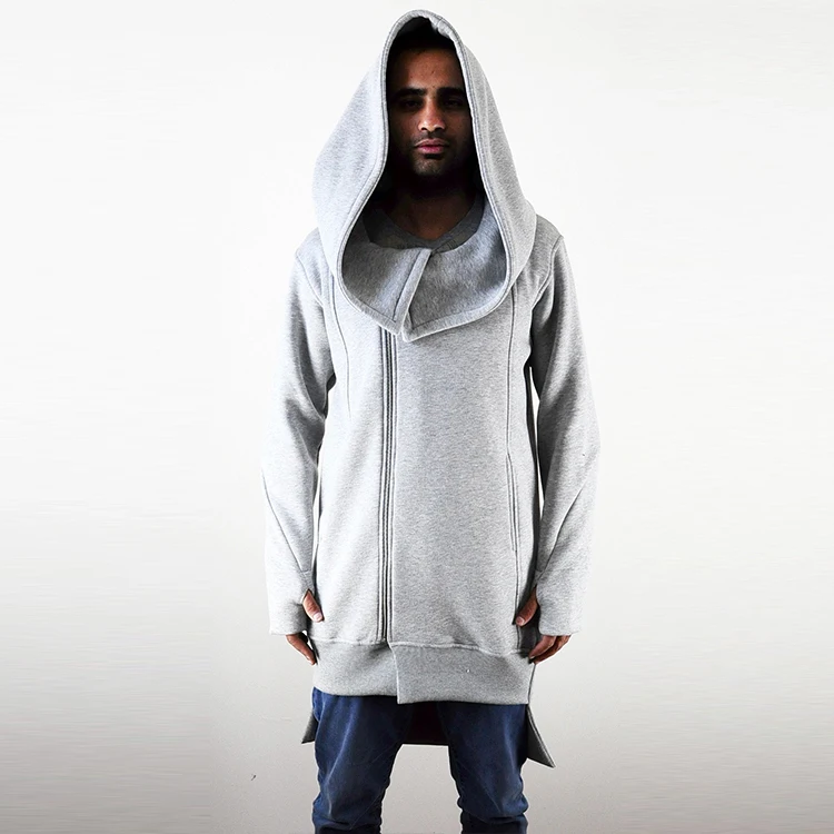 Winter Basic Heavy Raw Edges Sleeve Cuffs Oversized Hood Long Sleeve Hoodie Extra Large Hood