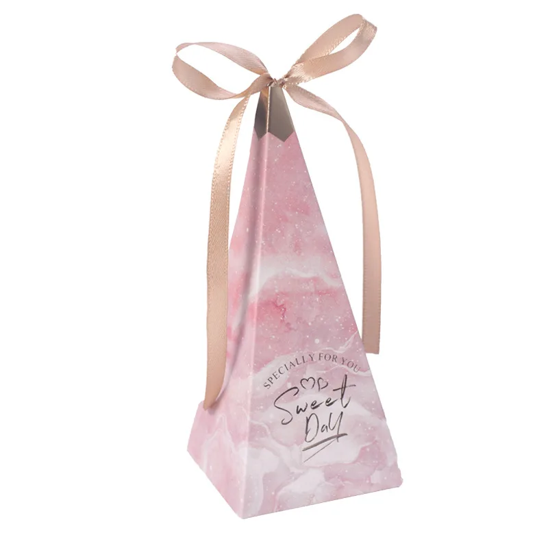 Triangular Pyramid Shape  Marble Paper Gift Boxes for Chocolate candy Packing