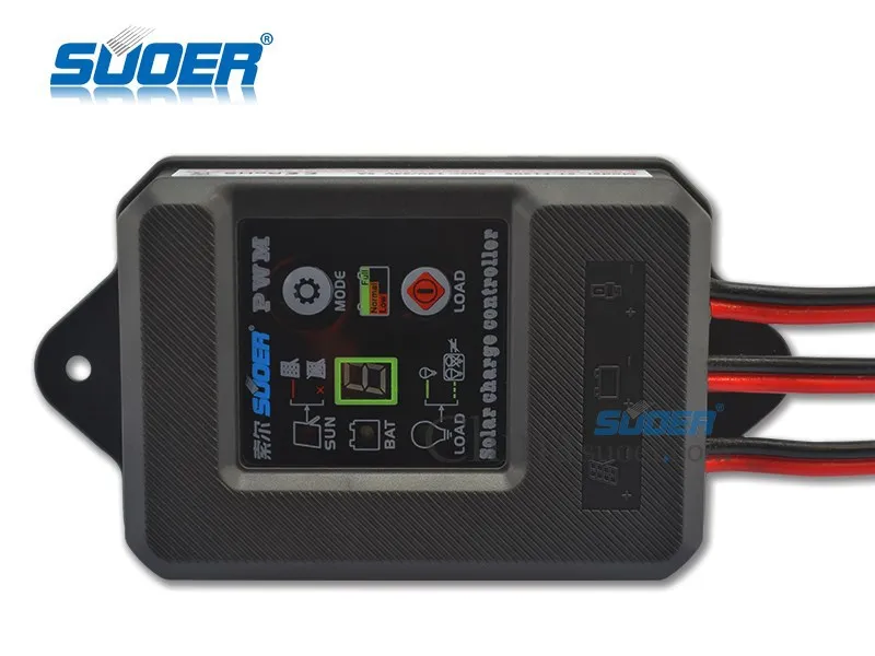 Suoer IP67 Grade Waterproof Controller 12V 24V PWM Solar Charge Controller 10A With Digital Display