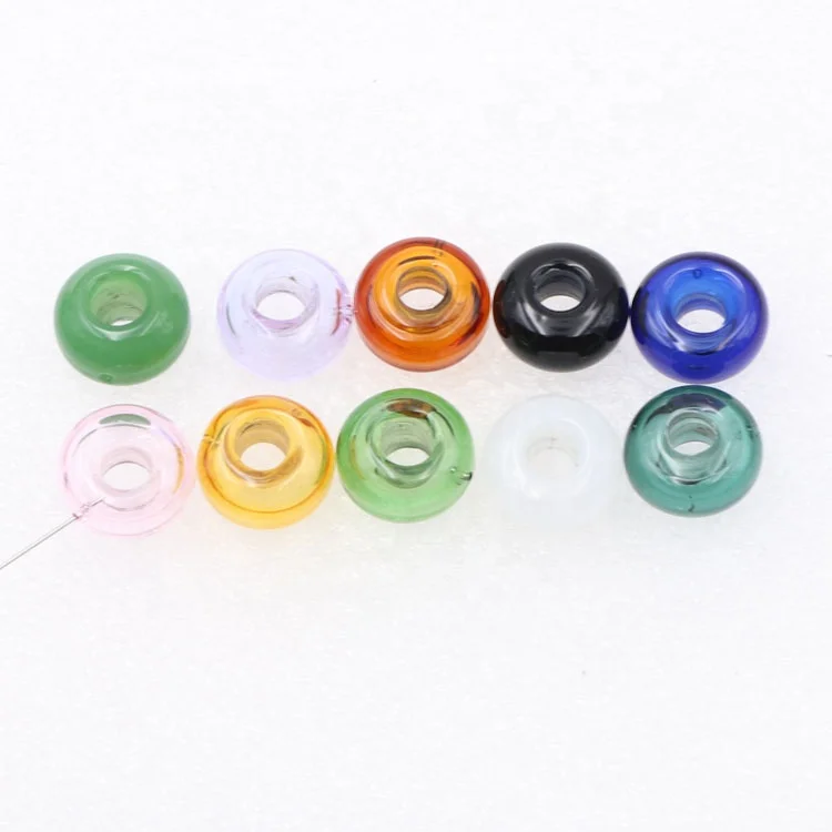 Blown Glass Hollow Big Hole Beads 10x14mm Rondelle Handmade Essential Oil Beads for 925 sterling silver Europe Charm Bracelet