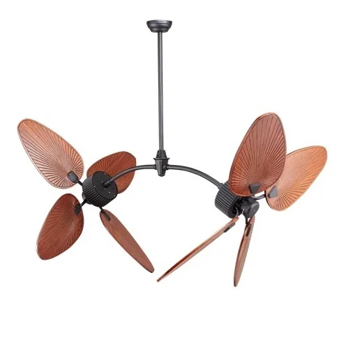 Высококачественный потолочный вентилятор ручной работы из натуральной древесины с двойными лопастями без света