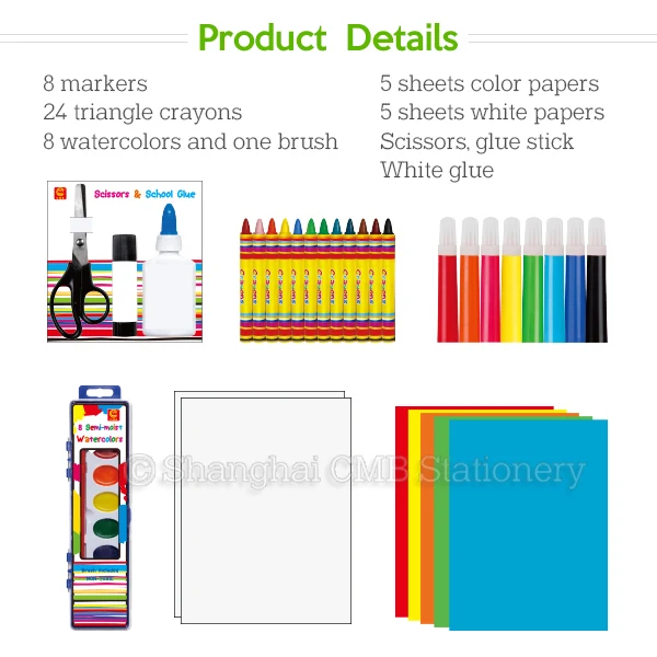 Kids drawing tools and coloring art materials