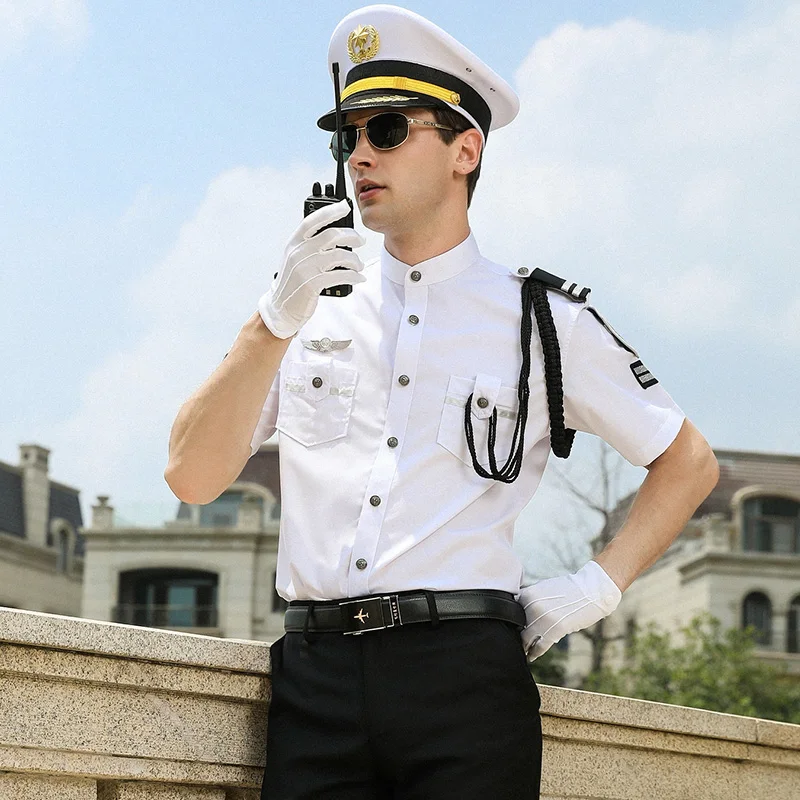 Дизайнерская мужская белая рубашка, костюм охранника, униформа для аэропорта, униформа безопасности