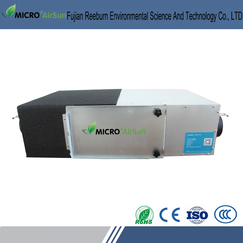 Wall mounted positive air pressure ventilation system with touch screen control panel