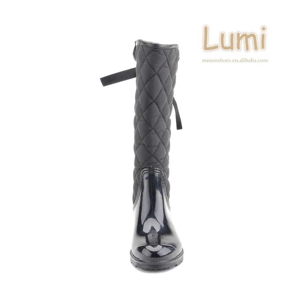 black knee rainboots with bow tie cotton rainboots fashion cool rainboots