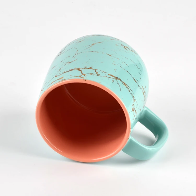 New customized 12oz two-tone glazed golden decal coffee mug ceramic