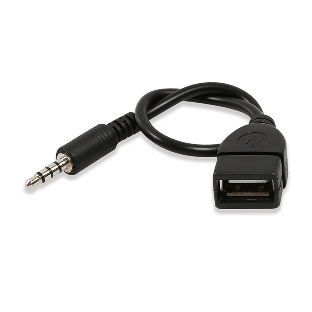 3.5mm Male AUX Audio Plug Jack To USB 2.0 Female Converter Cable Cord Adapter