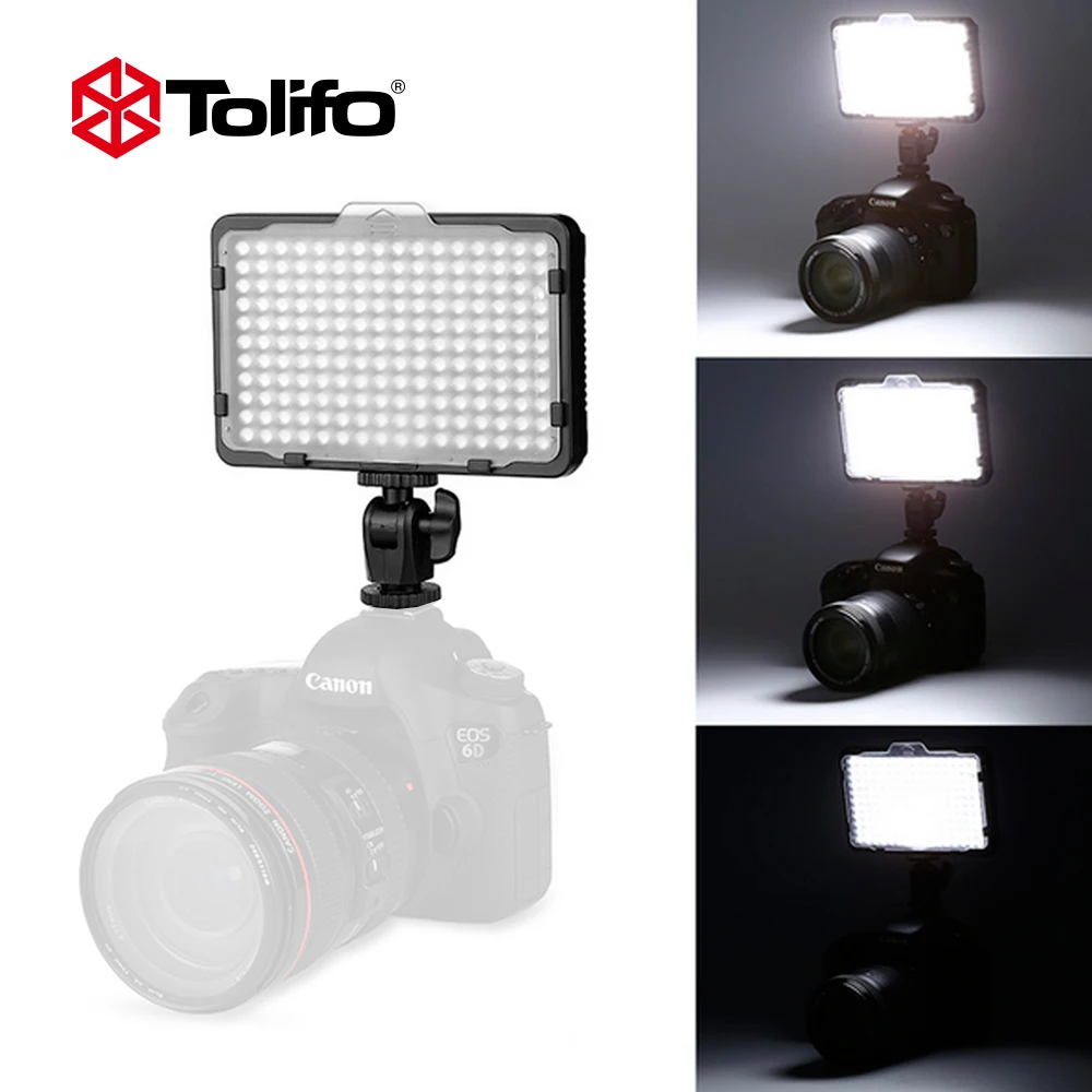 Tolifo Photo Studio 176 PCS Bulbs LED Ultra Bright Dimmable on Camera Video Light With Battery