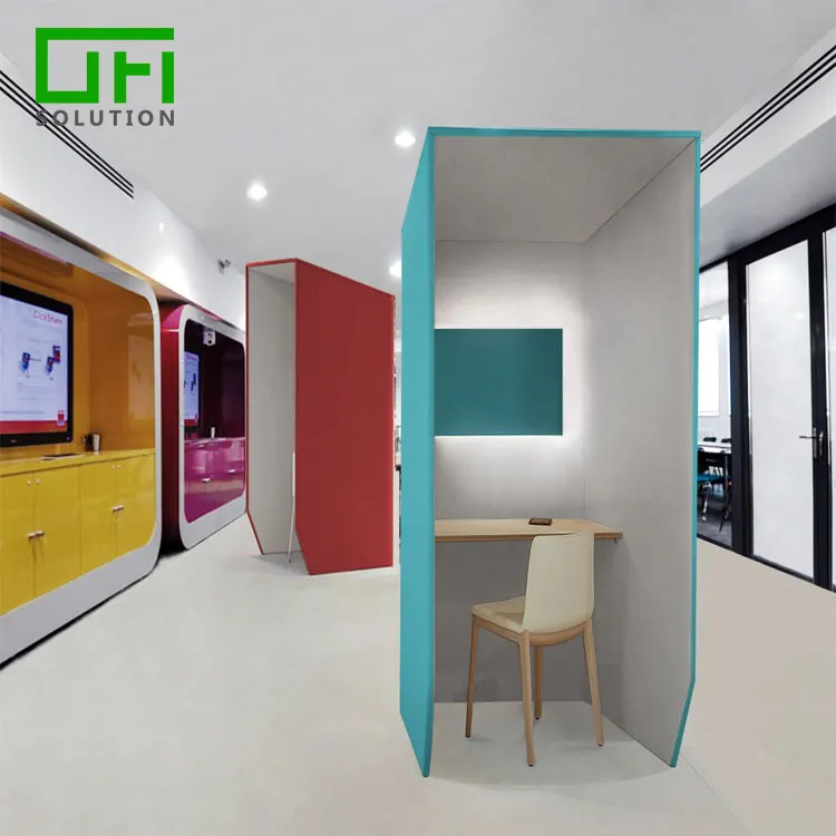 Customize Office Phone Booth High Effectively Soundproof PET Polyester Fiber Acoustic Divider Office Cubicle