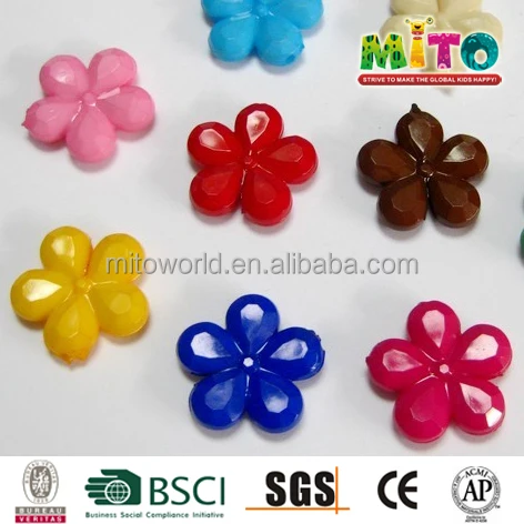 Wholesale cheap multi-colored acrylic flower beads for DIY