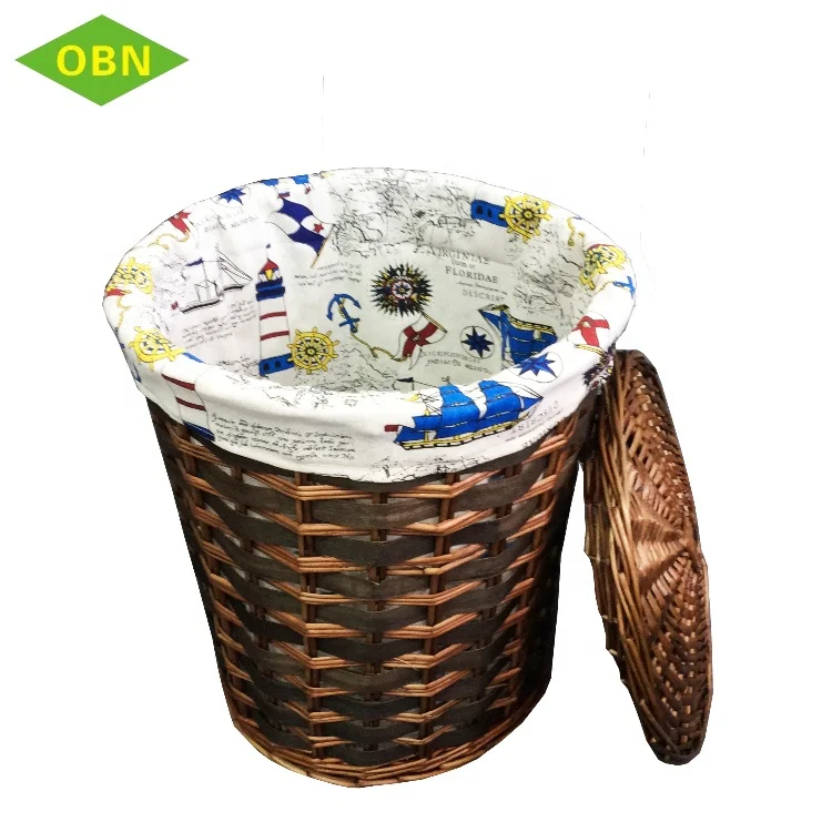 Wholesale large decorative novelty cheap wicker corner laundry hamper with lid