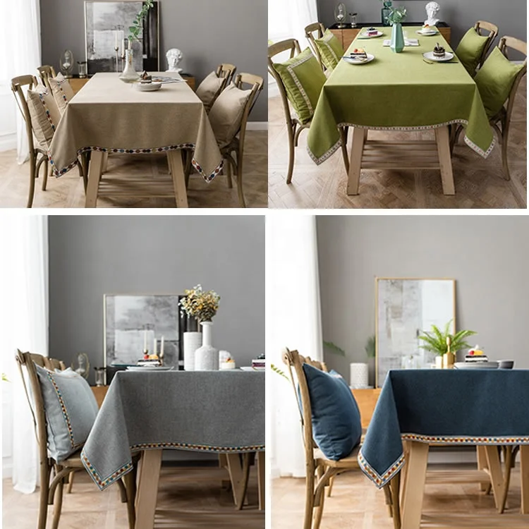 
Durable using low price variety colours modern table cloth polyester for home 