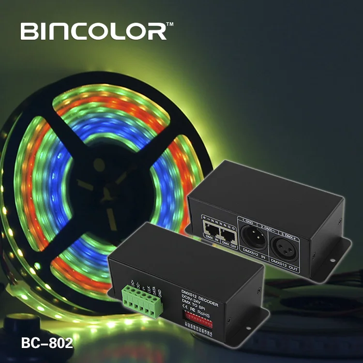 BC-802 Bincolor DMX512 signal dmx to ws2811 TM1803 TM1804 DMX led strip controller