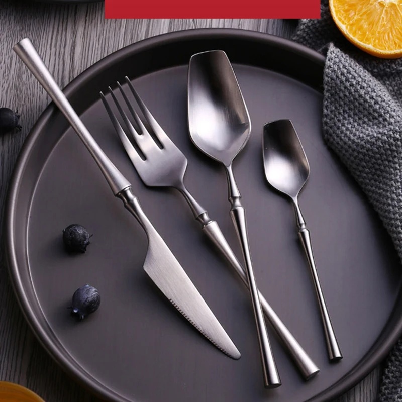 Wholesale Hotel Tableware gold plated cutlery 6-Piece Flatware Set Knife Fork Spoon Gold Cutlery Set golden cutlery