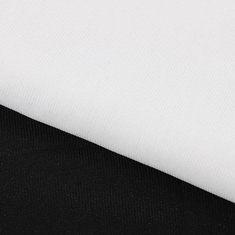 100% Polyester Microfiber Fusible Tricot Interlining Fabric Warp Knitting