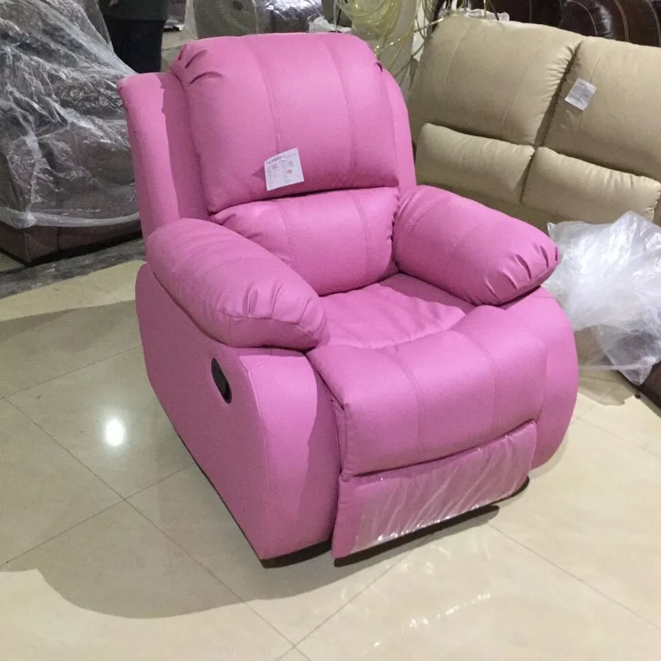 Contemporary Ty Pink PU Leather Rocker Swivel Recliner