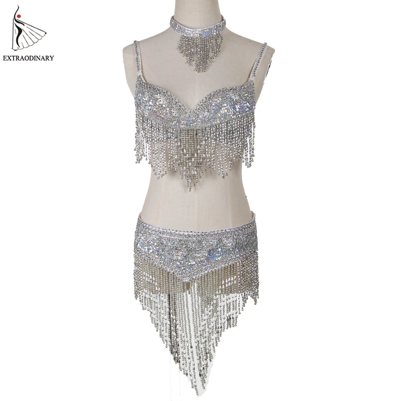 Performance Costume Sexy Arab Tassel Beaded Belly Dance Costume in sexy without dress
