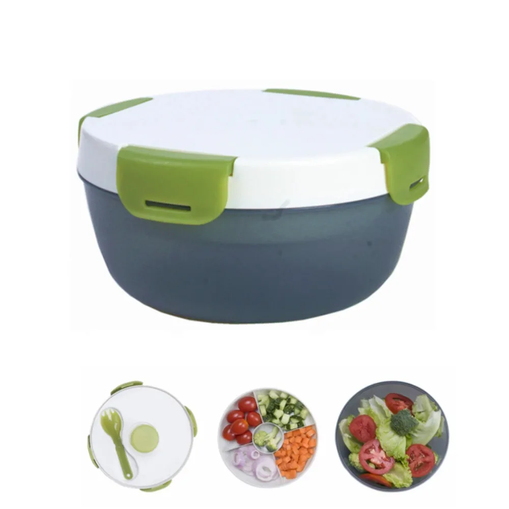 1.2L BPA Free Plastic Round Food Container With Lid,Lunch To Go Salad Lunch Container Bento Lunch Box